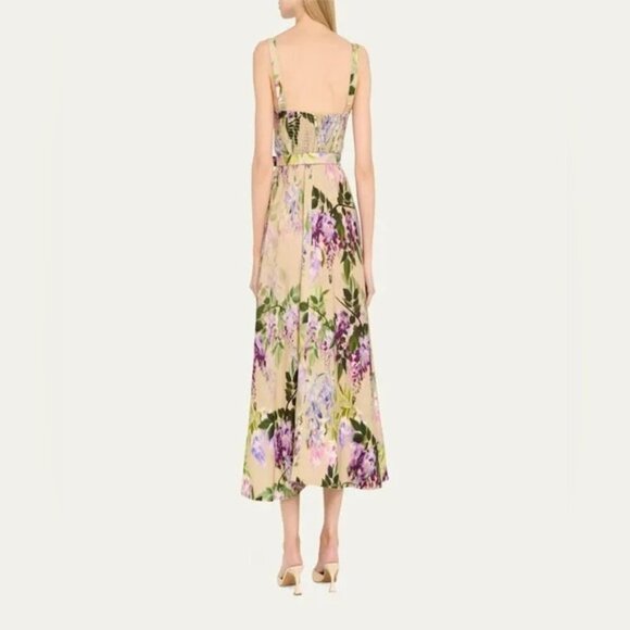 NEW Cara Cara Calypso Belted Midi Dress Wisteria Ginger Root Floral | US 4 UK 8 - Picture 5 of 14